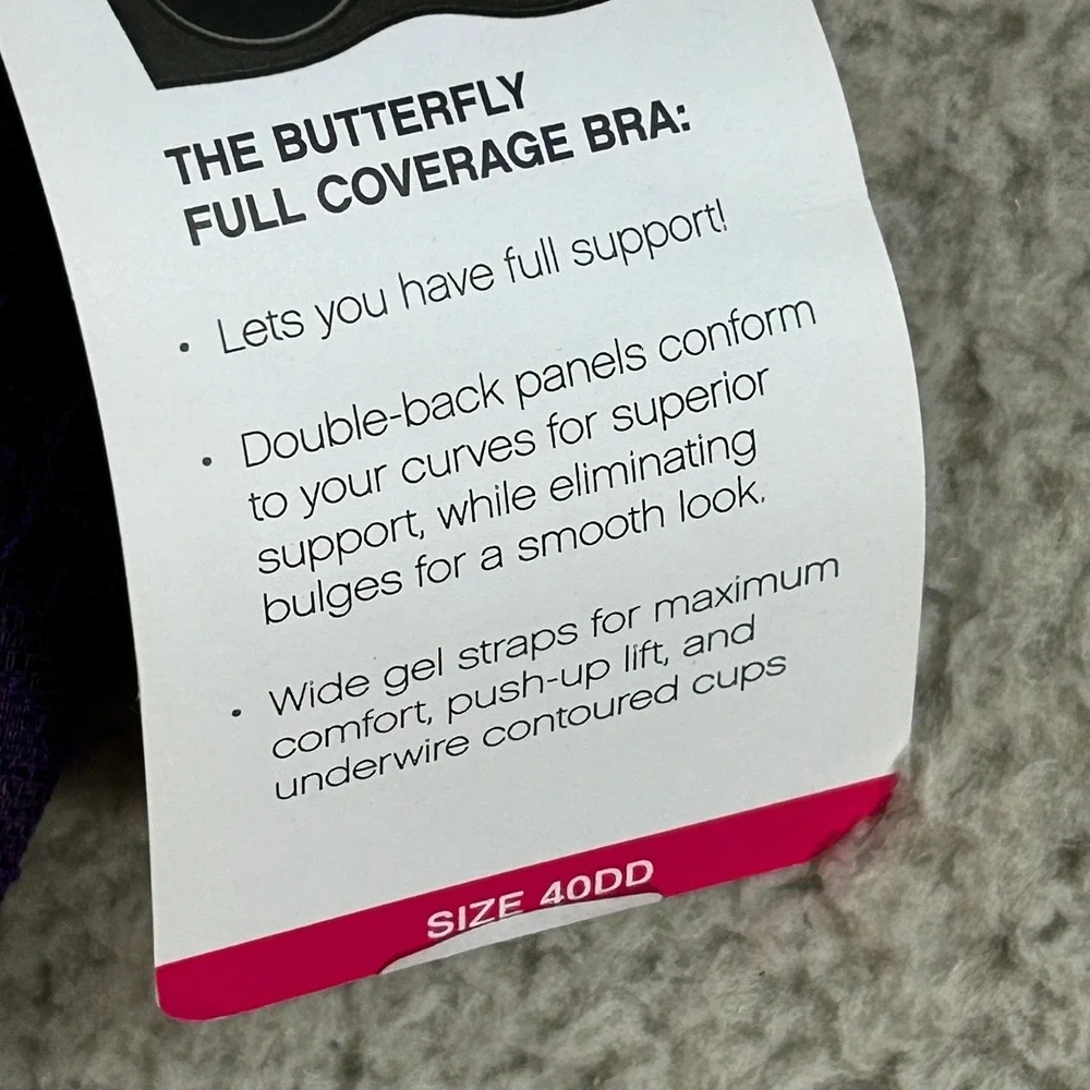 Ashley Stewart Butterfly Full Coverage Lace Bra Purple 40DD AS-2520-1121 NWT
